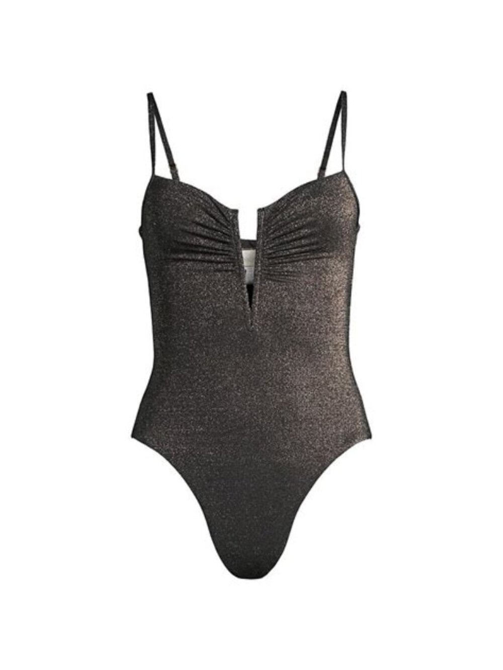 NWT L*Space "Roxanne" Black Sparkle Deep V-Neck One Piece Swimsuit/Bodysuit